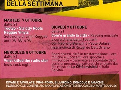 Il programma della seconda settimana di ottobre