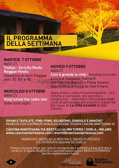 Il programma della seconda settimana di ottobre